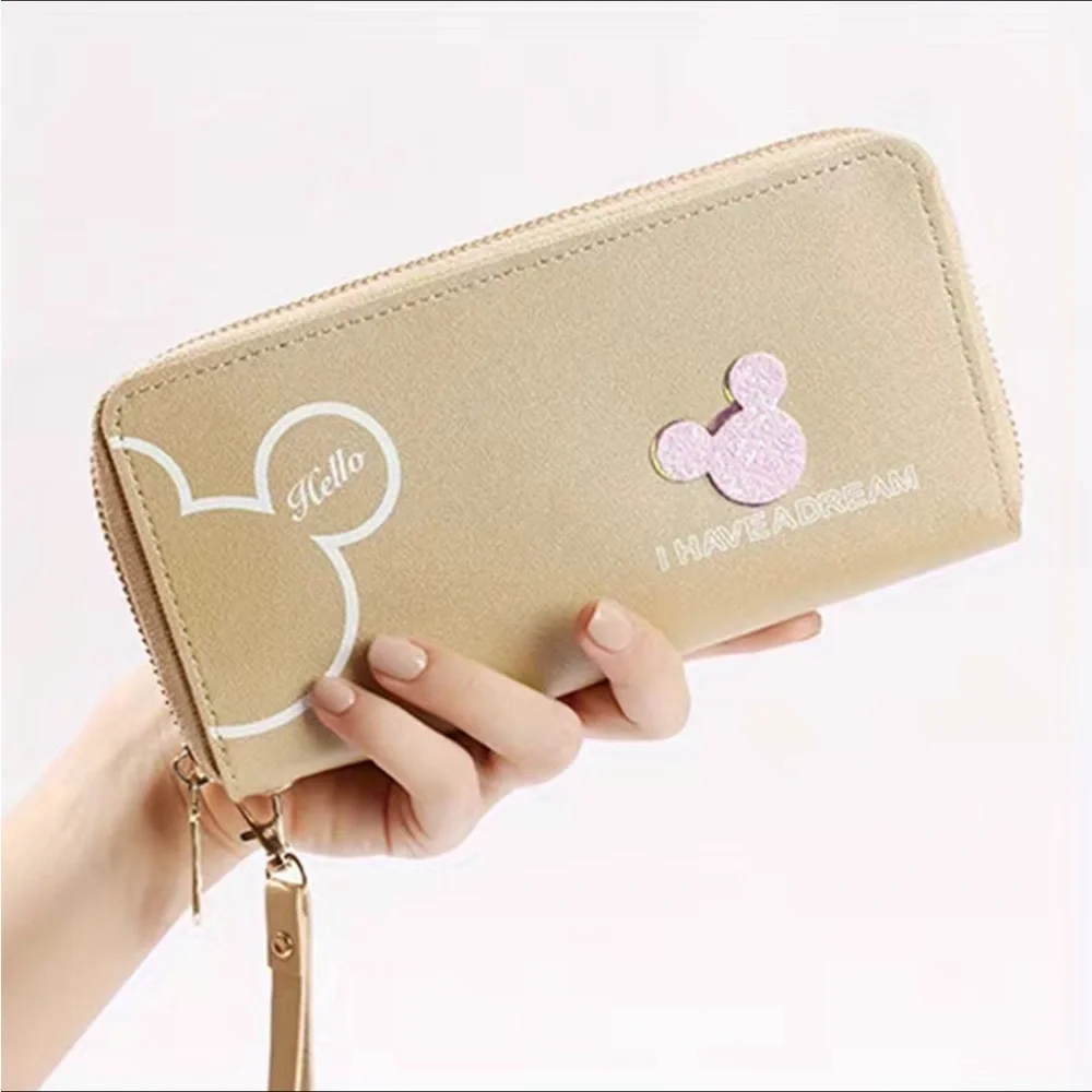 Minnie Mickey Mouse Wristlet Clutch  Convertible Long Wallet Dusty Pink - Picture 6 of 16